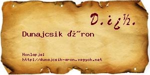 Dunajcsik Áron névjegykártya